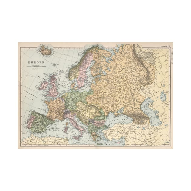 Vintage Map of Europe (1892) by Bravuramedia