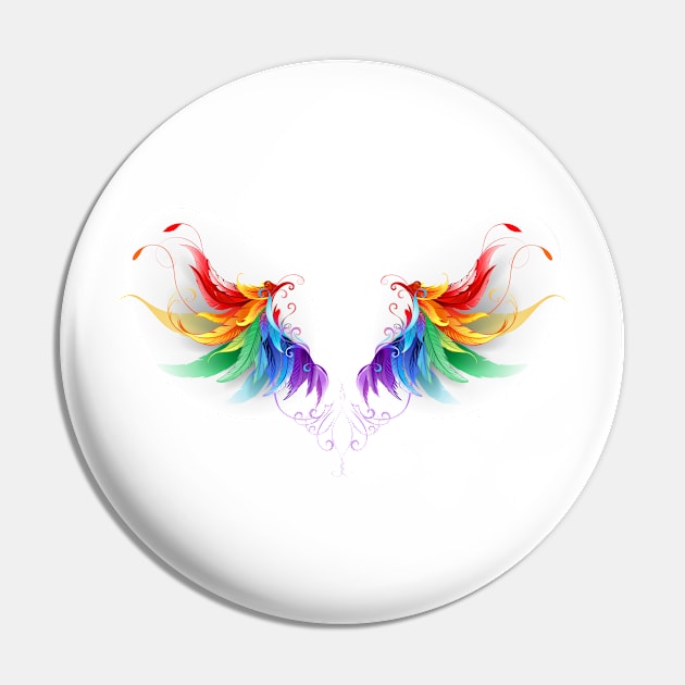 Fluffy Rainbow Wings (with shadow) Pin by Blackmoon9