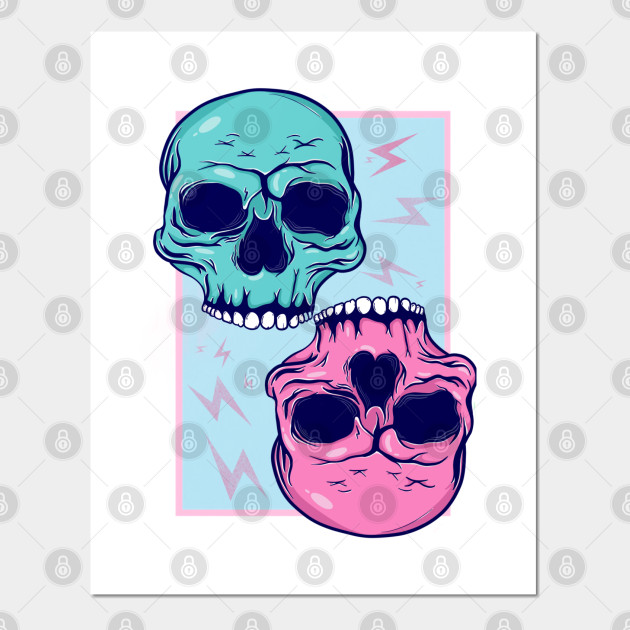 Blue And Pink Skulls Skulls Posters And Art Prints Teepublic