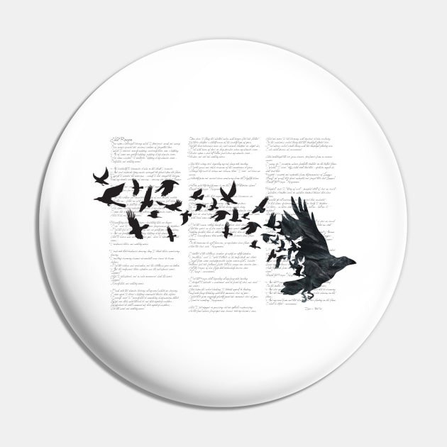 Vintage Style Print with Poem Text Edgar Alan Poe: Edgar Alan Crow Pin by SFDesignstudio