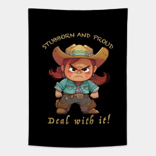 Little Girl Stubborn Deal With It Cute Adorable Funny Quote Tapestry