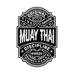 Muay Thai Boxing MMA Fighter Vintage Whiskey Label T-Shirt