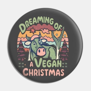 Cute Cow I'm Dreaming of a Vegan Christmas Funny Men Women Pin