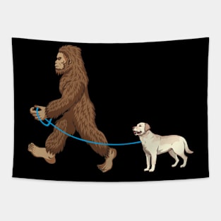 Bigfoot Dog Walk Labrador - Sasquatch Dog Lovers Tapestry