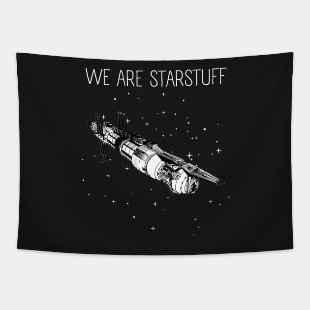 We Are Starstuff II - Space Station - Black - Sci-Fi Tapestry by Fenay-Designs