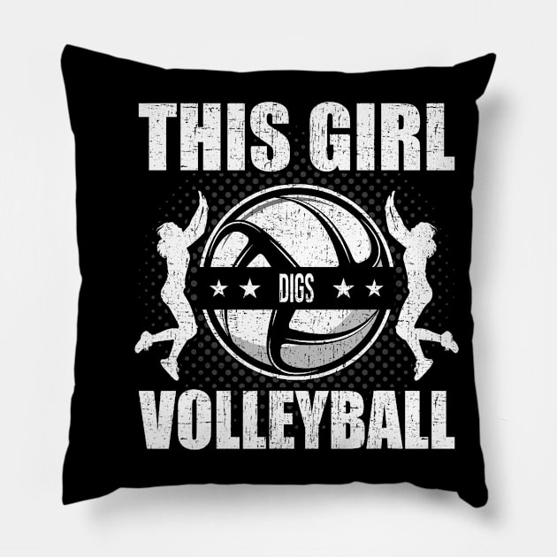 This Girl Digs Volleyball Coach Player Pillow by jadolomadolo