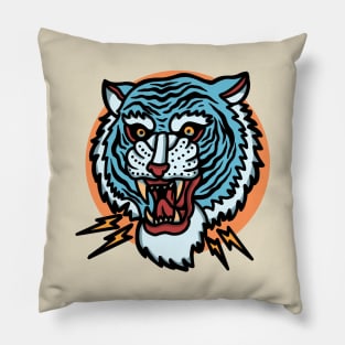 blue tiger Pillow