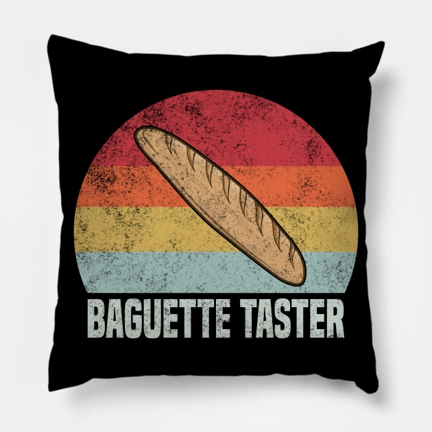 Baguette Taster Funny Retro Vintage 1970s Baguette Pillow by KawaiinDoodle