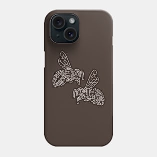 White Line Drawing of Honey Bee Anatomy Illustration Phone Case