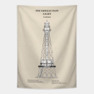 Southwest Pass Light Lighthouse - Louisiana - SBDpng Tapestry