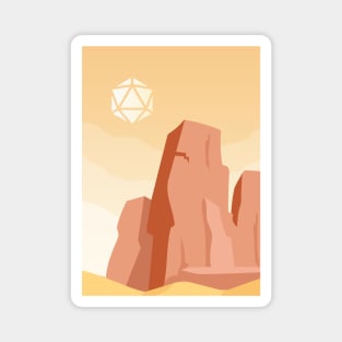 Desert Midday Polyhedral Dice D20 Dice Sun RPG Landscape Magnet