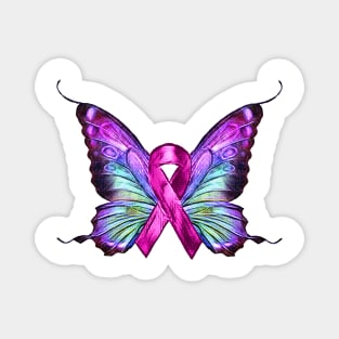 Colorful Breast Cancer Awareness Butterfly Magnet