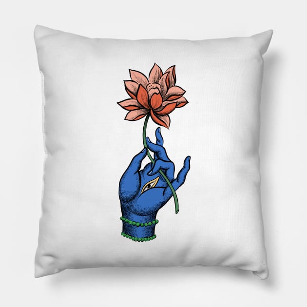 Lotus hand Pillow by leojohnart@gmail.com