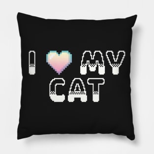 I Heart My Cat Video Game Graphic White Pillow