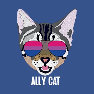 ALLY CAT - Cute Cat Sunglasses Bi Bisexual Pride Flag T-Shirt