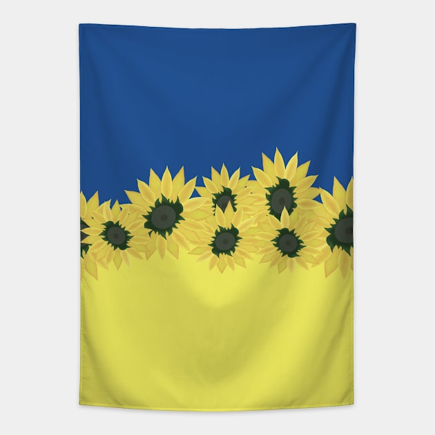 Flag of Ukraine with sunflowers Tapestry by KateQR