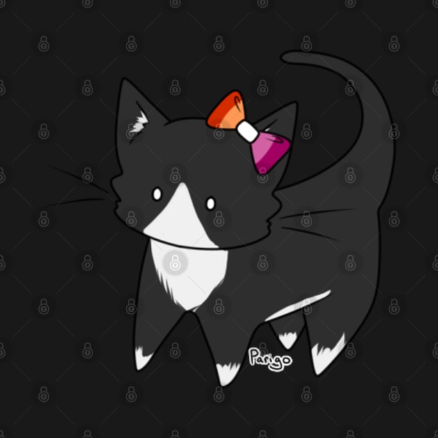 Lesbian Pride Tuxedo Kitty Ear Bow by parigok