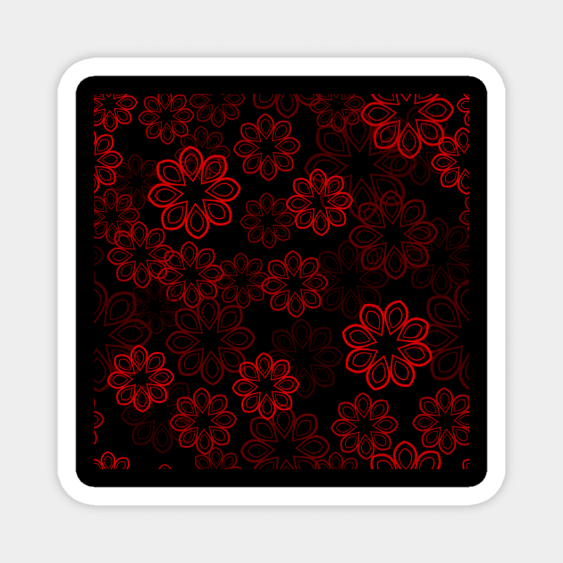 Neon Floral Red on Black Magnet by ArtticArlo