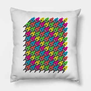 houndstooth skull neon Pillow