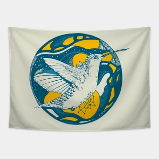 Retro Wave Circle of The Hummingbird Tapestry