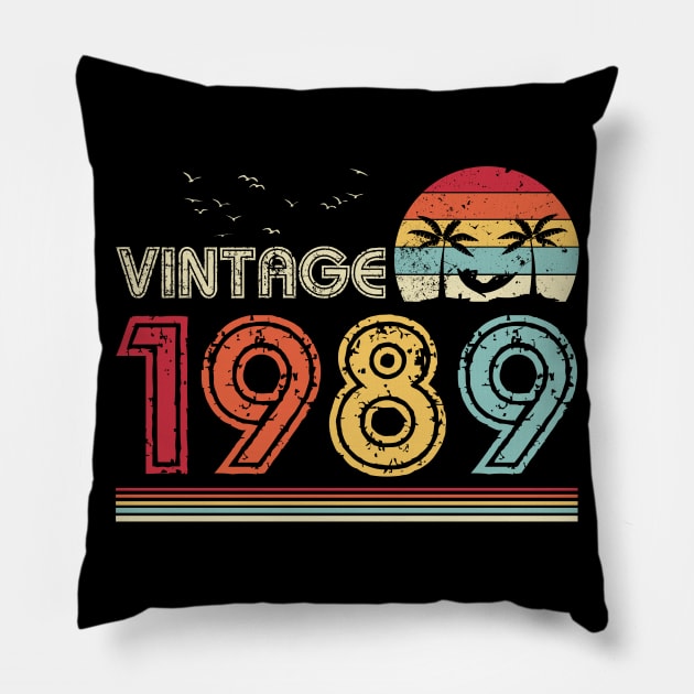 Vintage 1989 Limited Edition 32nd Birthday Gift 32 Years Old Pillow by Penda