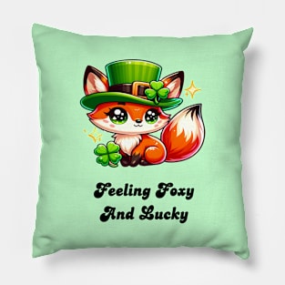 St. Patrick's Day Fox - Feeling Foxy and Lucky Pillow