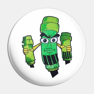 Graffiti Style Green Marker Pen Character Pin