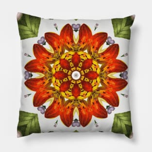 Canadian Wild Orange Red Lily Kaleidoscope Pillow