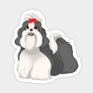 Black & White Shih Tzu Dog Magnet