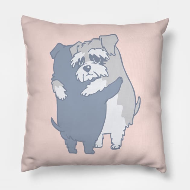 Schnauzer Hugs Pillow by huebucket