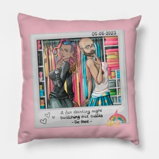 Reva Prisma and Mark_B_draws wearing each other clothes Pillow