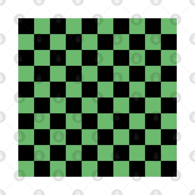 Checkered Square Seamless Pattern - Black & Fern Green by DesignWood Atelier