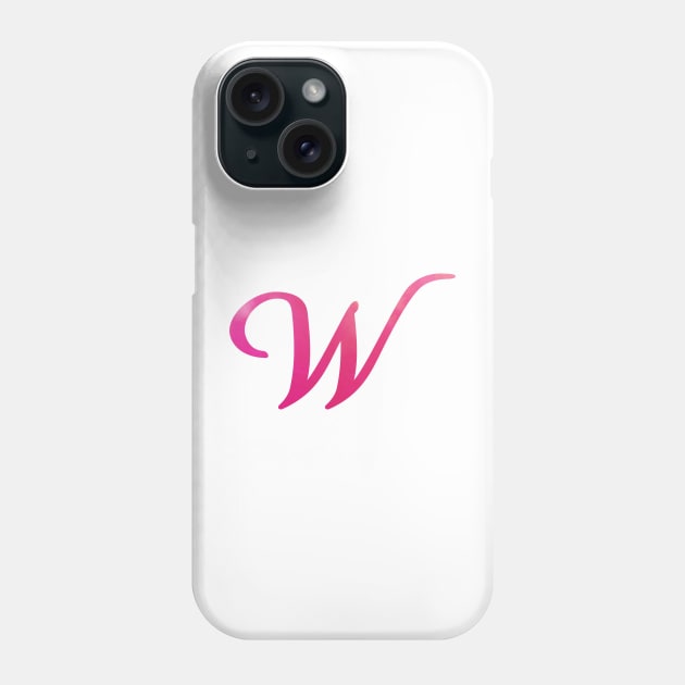Letter W Monogram, Pink Color Personalized Design Phone Case by Star58