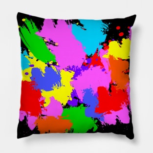 Random brush strokes with bright splashes abstract. Pillow