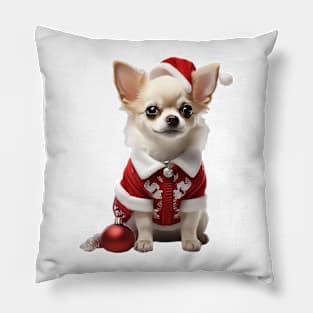 Cute Baby Chihuahua Santa Pillow