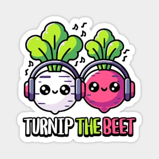 Turnip The Beet! Cute Vegetable Music Pun Cartoon Magnet