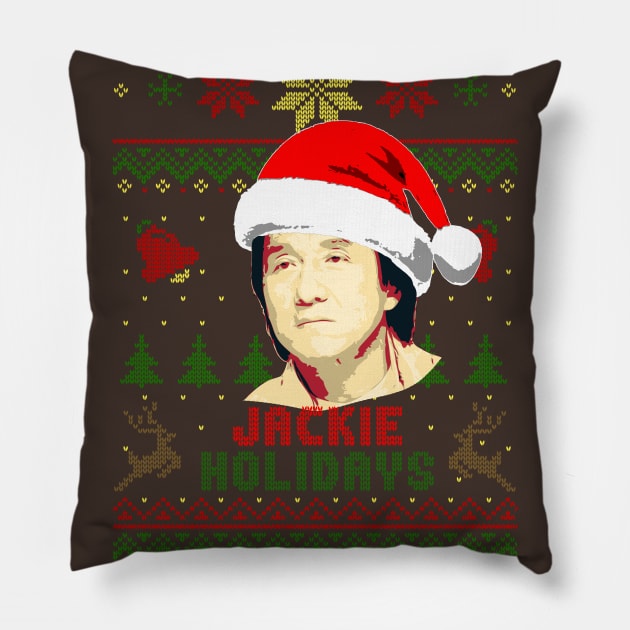 Jackie Chan Jackie Holidays Pillow by Nerd_art