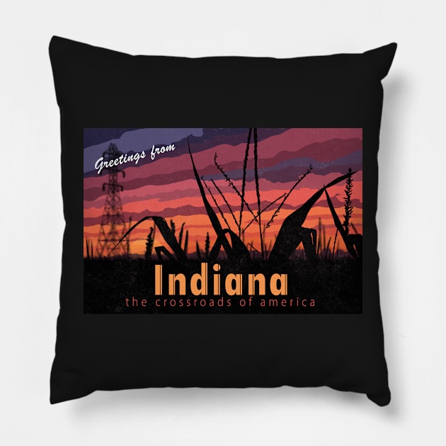 Greetings from Indiana Postcard Pillow by quirkyandkind