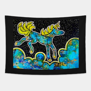 Galaxy Dancing Unicorn - Big Blue Tapestry