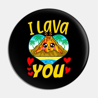 Cute & Funny I Lava You Volcano Valentine's Day Pin