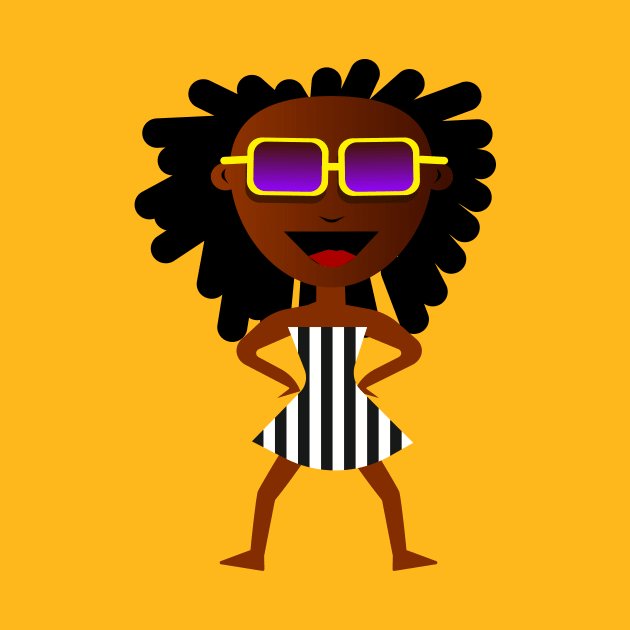 Cartoon funny african girl with sunglasses by monika27