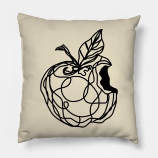 Abstract Apple Forbidden Fruit Bite Line Art Pillow