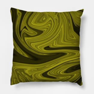 Black and Yellow Liquid marble texture Pillow