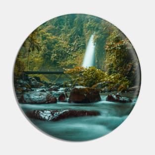 Tropic Waterfall on a Rocky River in Rain Forest Pin