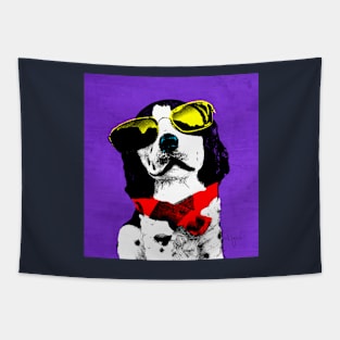 FUNNY DOG POP ART VIOLET RED Tapestry