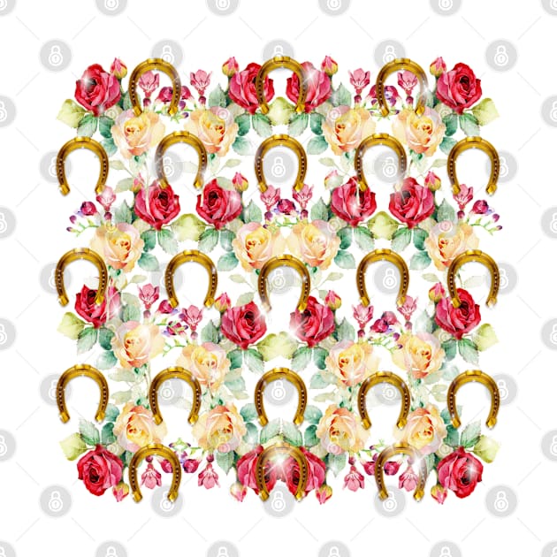 Pattern. Roses, Stars and Gold Horseshoes by KC Morcom aka KCM Gems n Bling aka KCM Inspirations