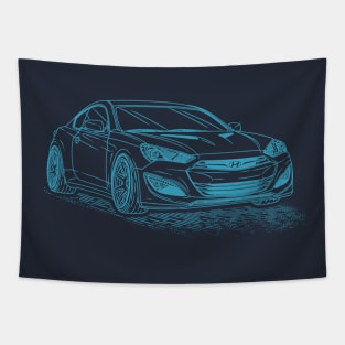 Hyundai Genesis Coupe Lineart Blueprint Tapestry