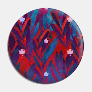 Icy Maple leaves on a deep red and blue leaf background Pin