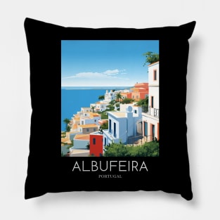 A Pop Art Travel Print of Albufeira - Portugal Pillow