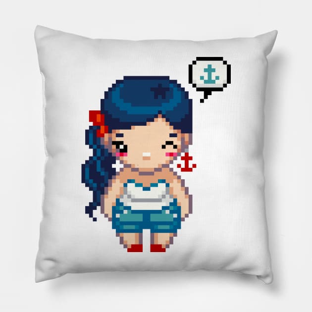 Hello Sailor Pixel Art Girl Pillow by iamnotadoll